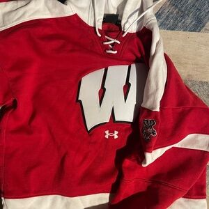 Under Armour Red and White Hockey Hoodie